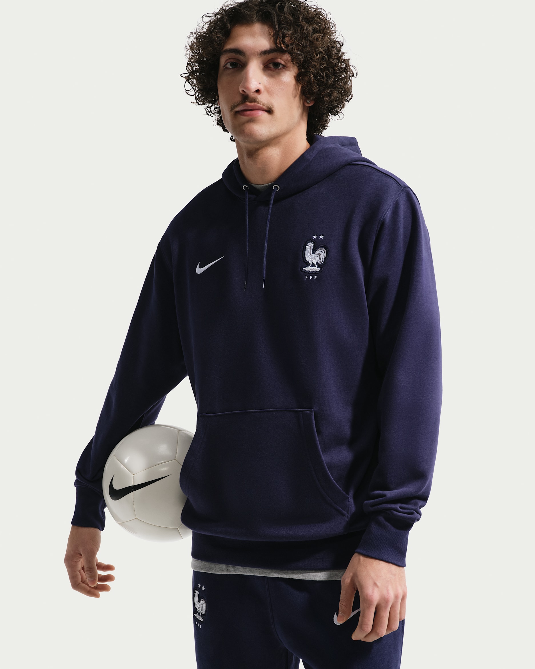 FFF Club Nike Fransız Havlu Kumaşı Erkek Futbol Kapüşonlu
